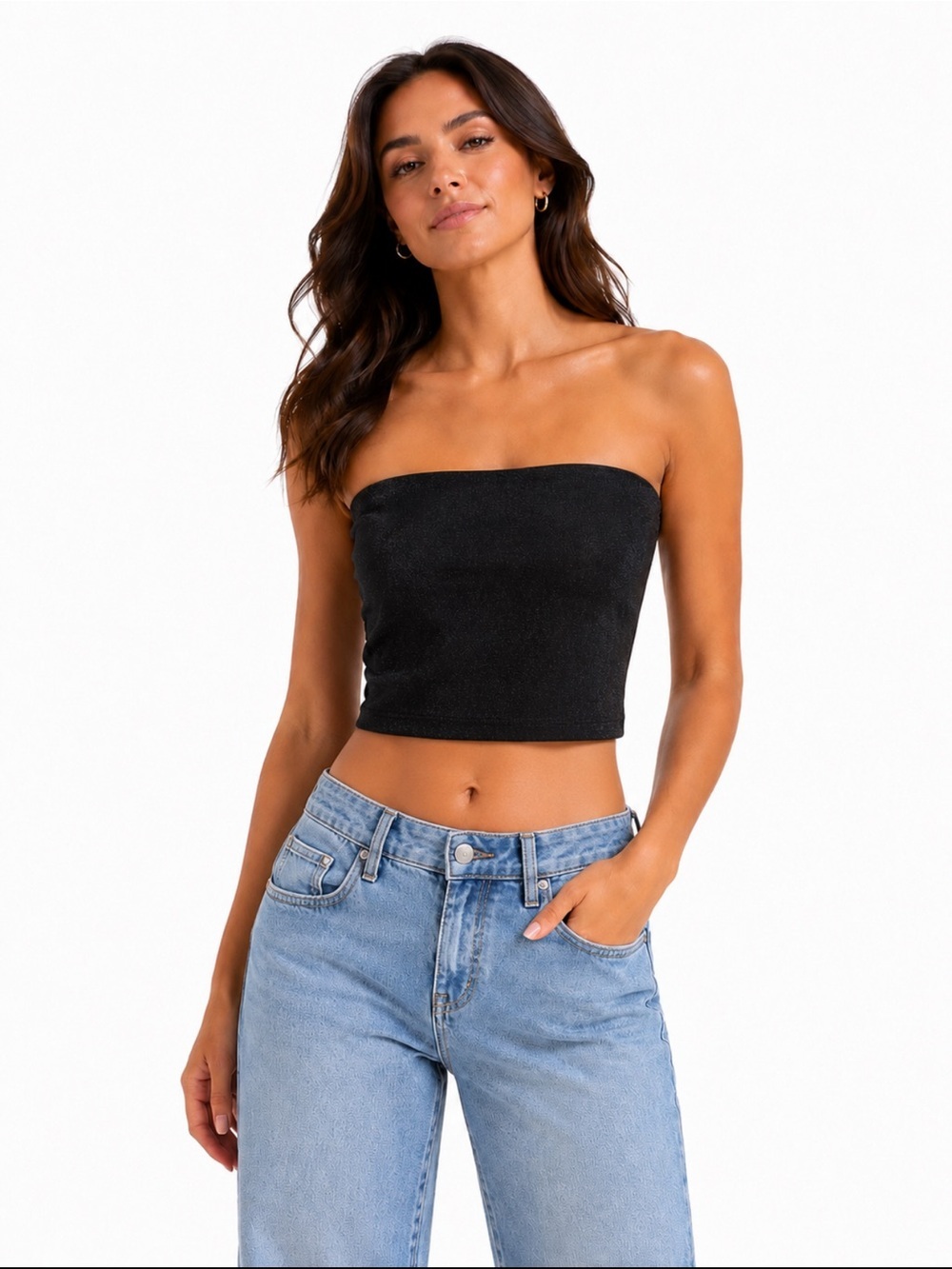 A.C.W. Black Shimmery Tube Top